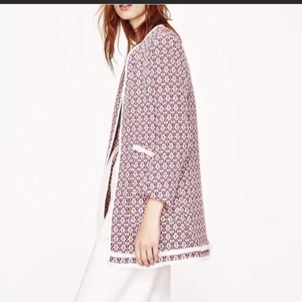 Zara Fringe Boucle Blazer